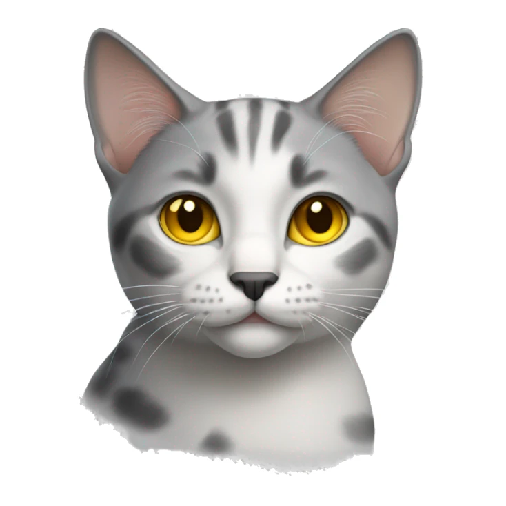 Cat white - gray , yellow eyes and grey spot on the nose sticker