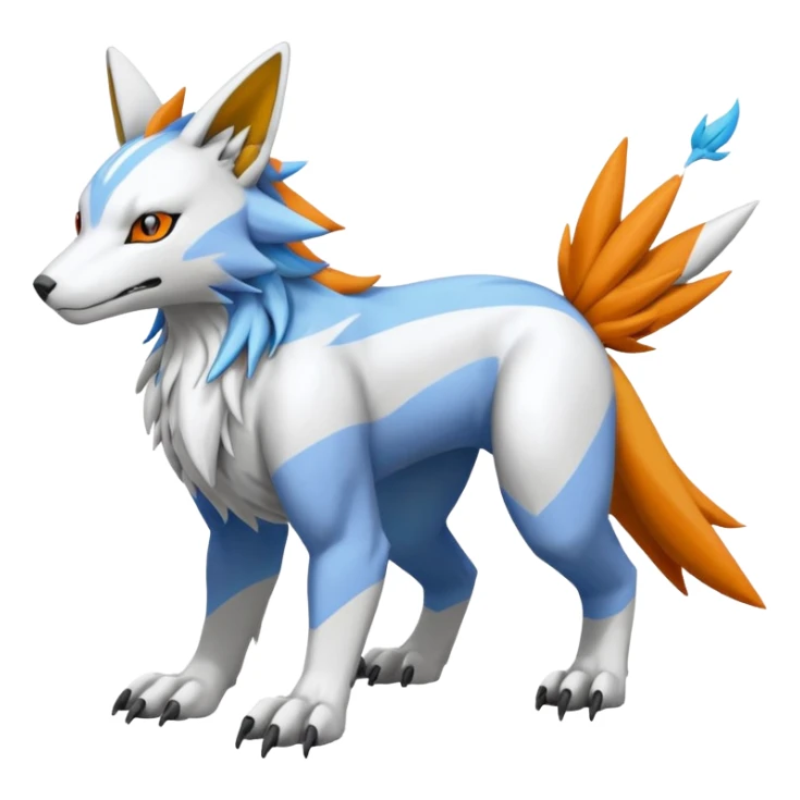 Garurumon-Renamon-Linoone-fusion-hybrid-creature (full body) sticker