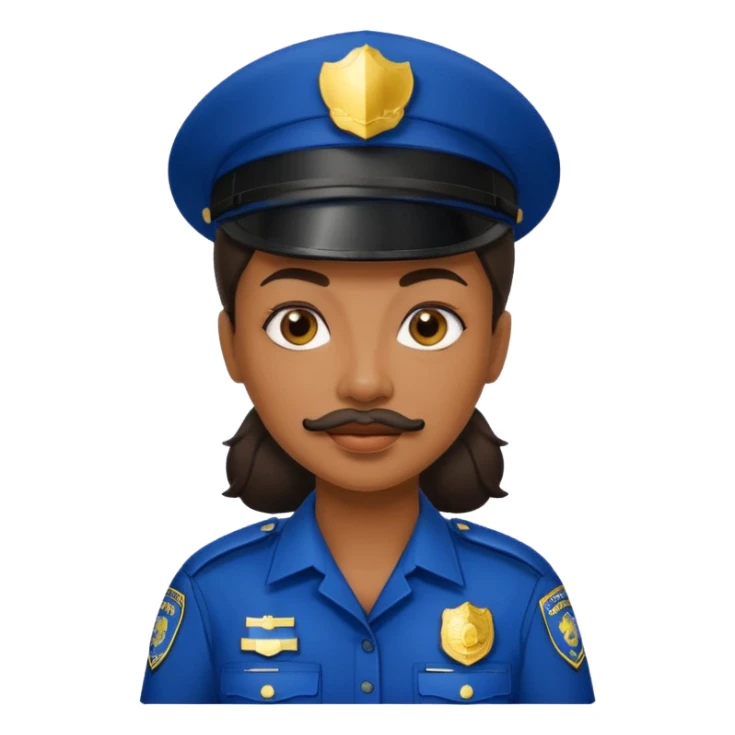 black woman with mustache wear police's uniform sticker