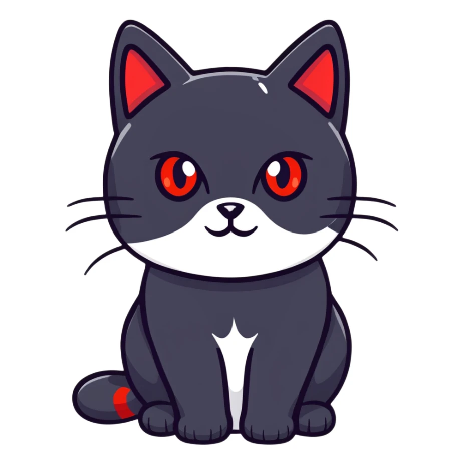 Mysterious black cat with bright red eyes sticker