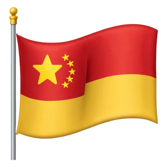 A flag with half yellow and half red sticker
