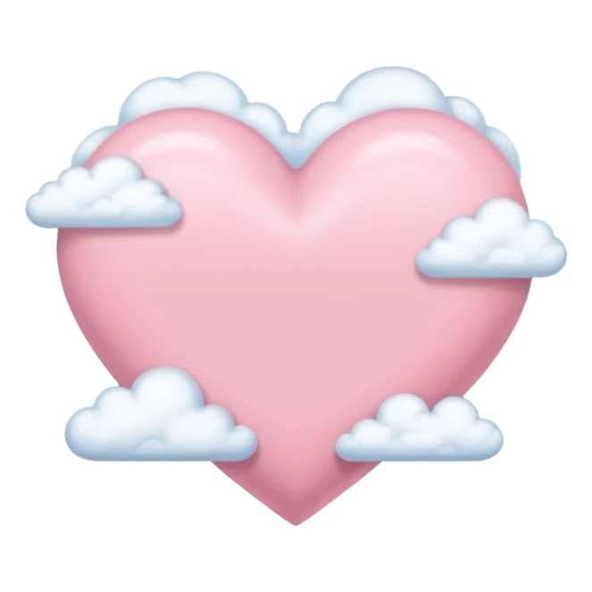 pastel pink heart with clouds at the base iOS Apple emoji style sticker