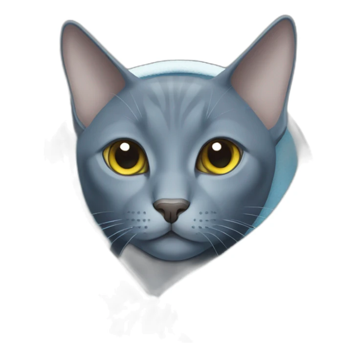 Russian blue cat with towel wrapped around head sticker