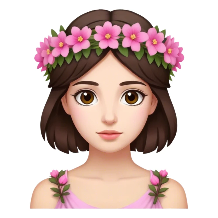 Greek looking brunette with pink flower crown sticker