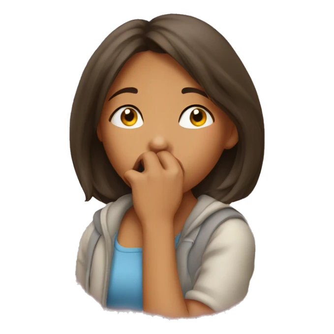 a girl sniffing her nose sticker