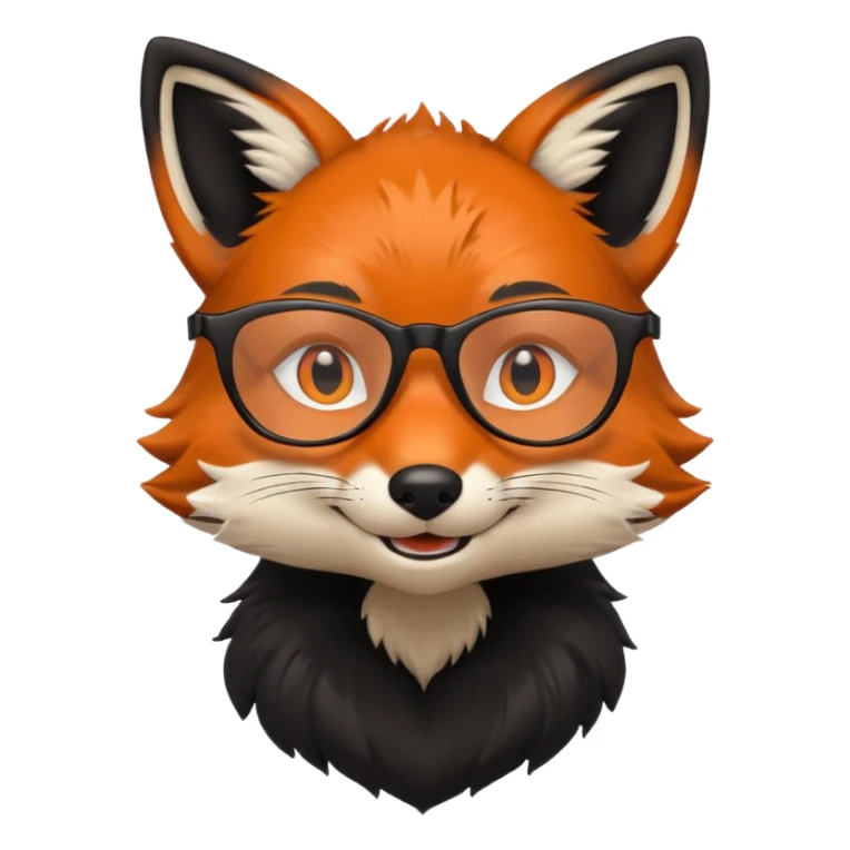 grinning fox caricature hacker side profile, black fur sticker