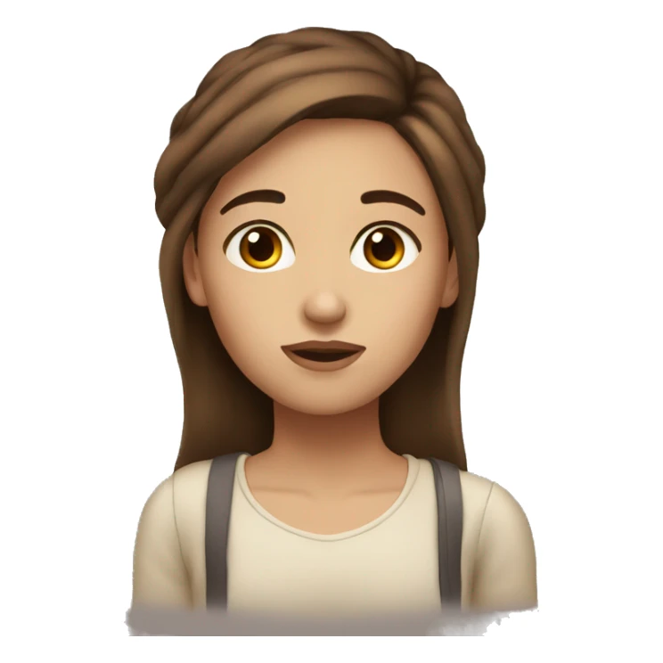 girl brown hair brown eyes thinking sticker