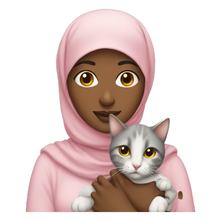 pretty woman with hijab holding a cat sticker