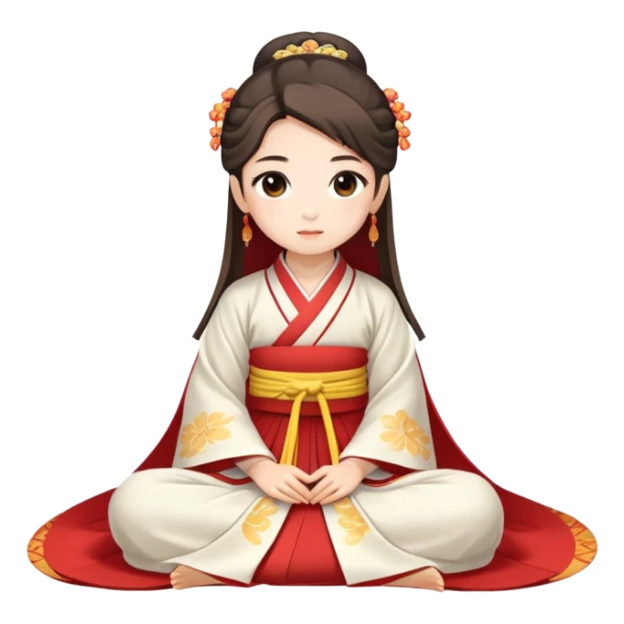 Beautiful girl in Hanfu sitting on the ground sticker