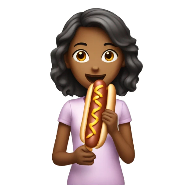 Girl eating hot dog sticker