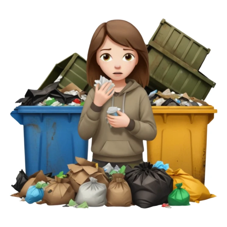 brown haired girl who smells like garbage with it around her sticker