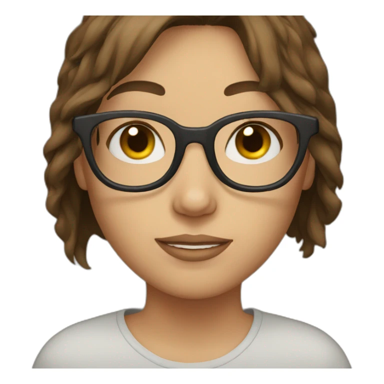 girl with brown hair and glasses sticker