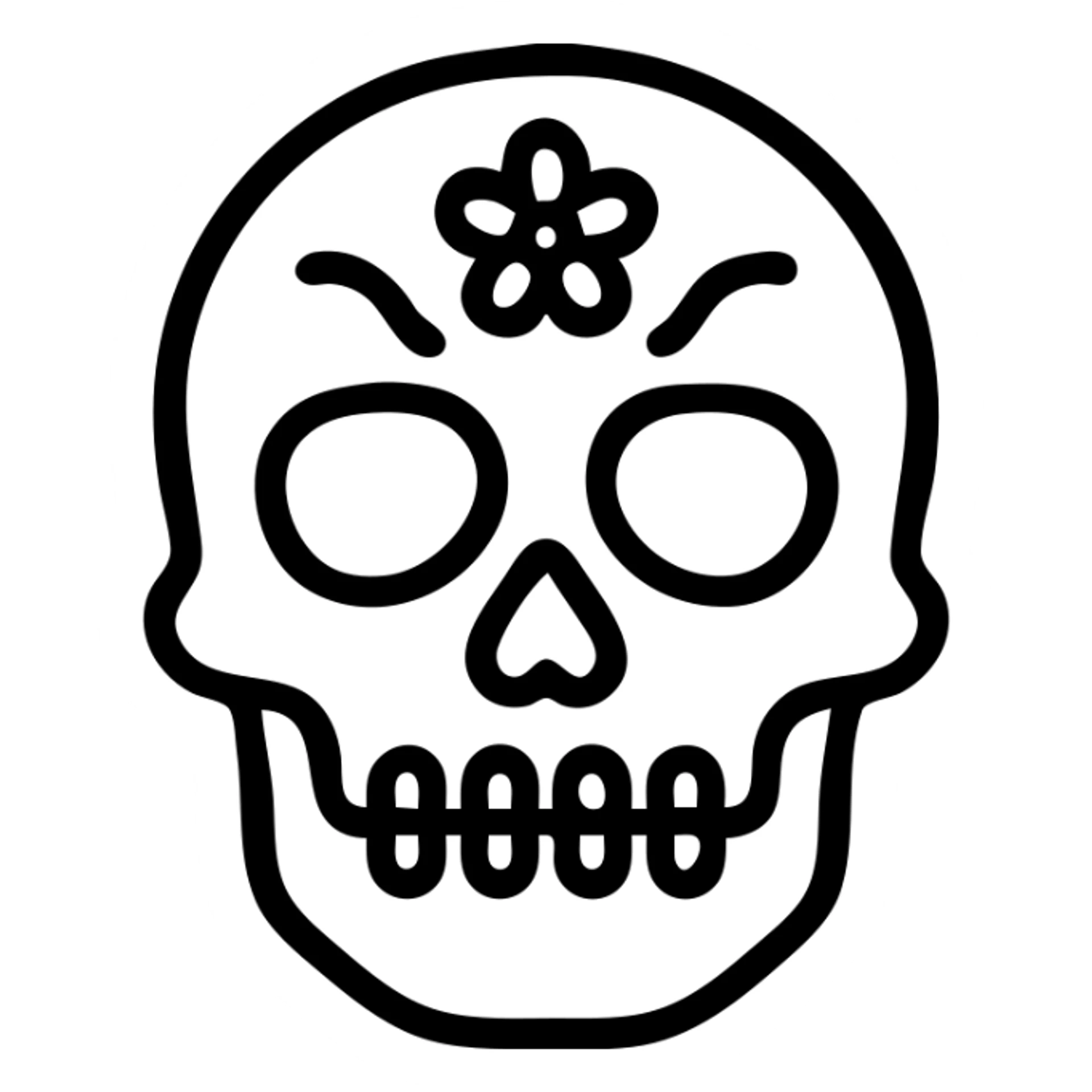 calavera con una X roja detrás, estilo icónico sticker