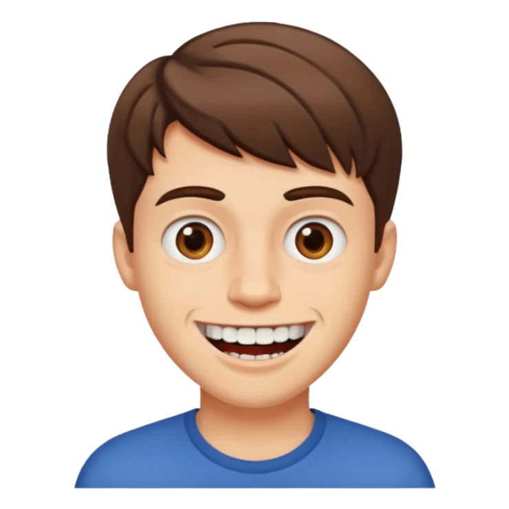 guy with short brown hair big teeth sticker