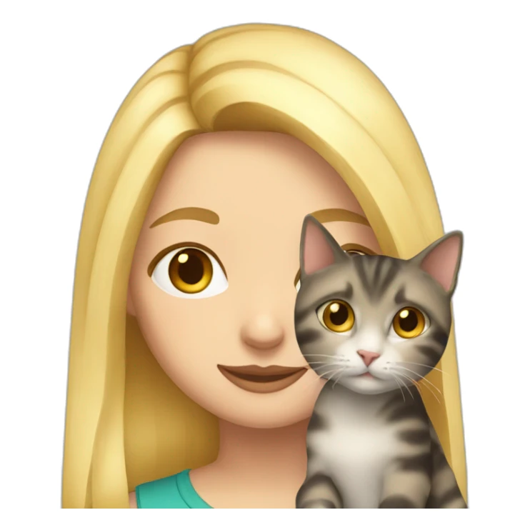 Blonde girl with calico cat sticker