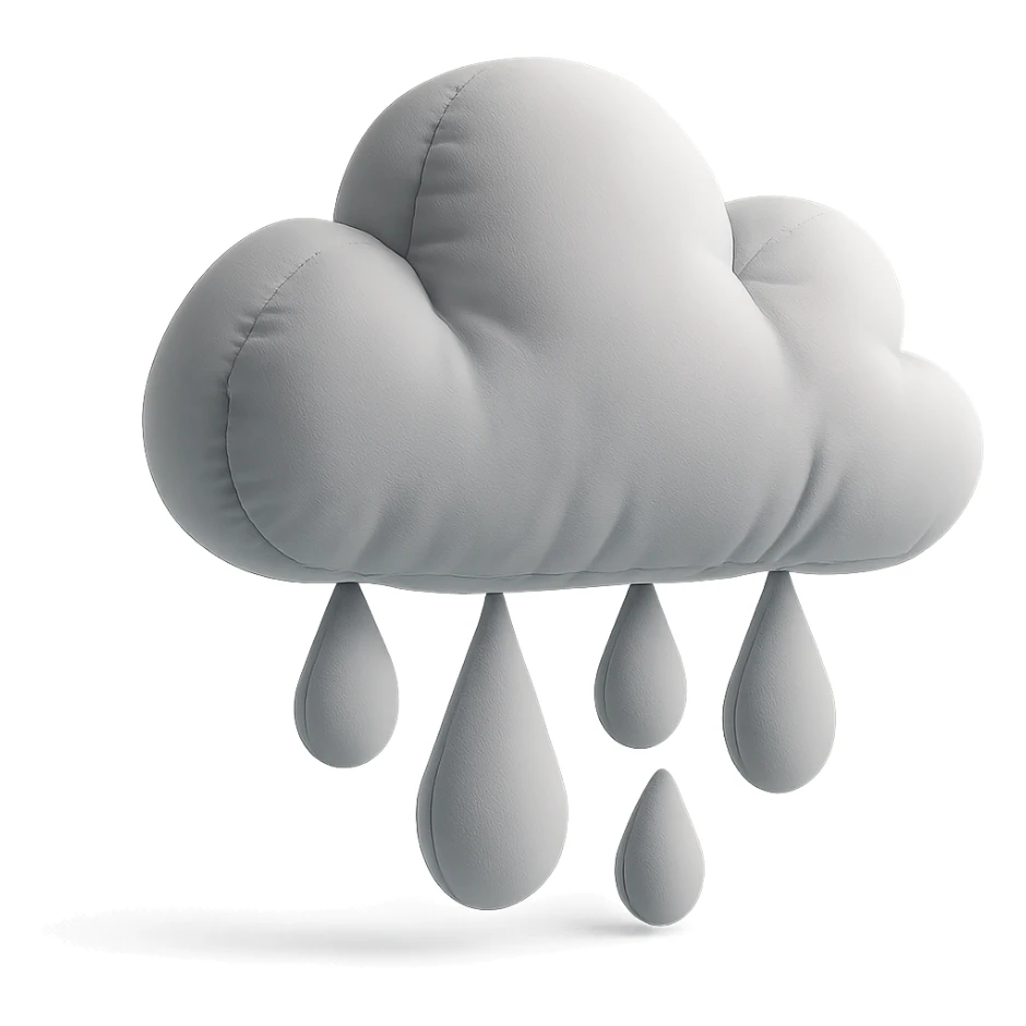 rain cloud with raindrops, plush cushion style sticker
