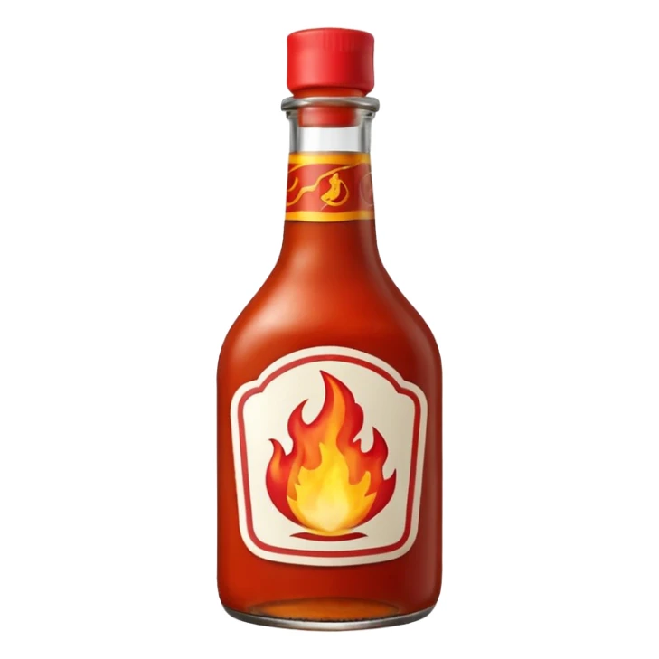 fireball barbecue hot sauce, with flames and a bottle, emoji style sticker