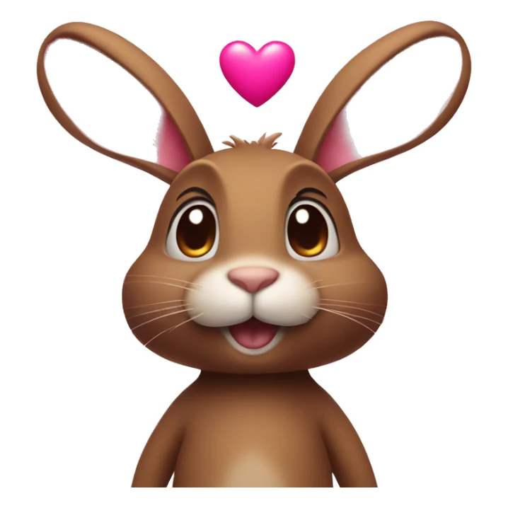 brown rabbit standing on back legs with pink heart on his chest sticker