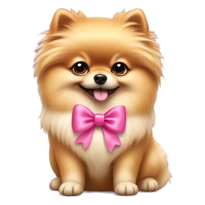 Pomeranian dog with pink bow sticker