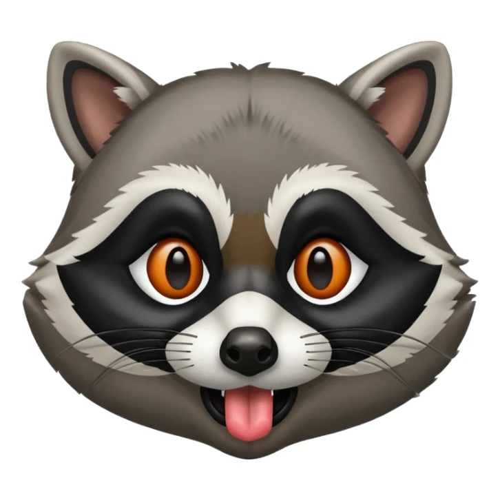 a raccoon with its tongue out with not red eyes  sticker