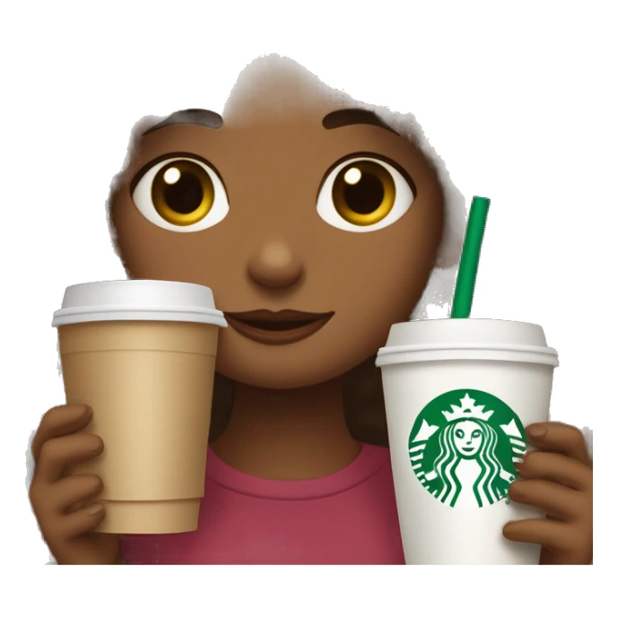 ￼ curly hair girl drinking Starbucks sticker