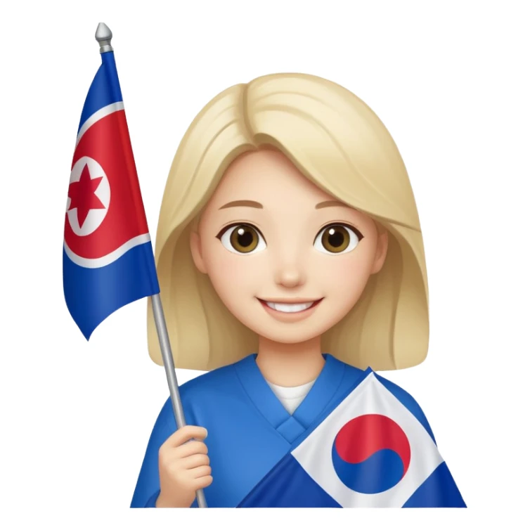 girl holding a korea flag sticker