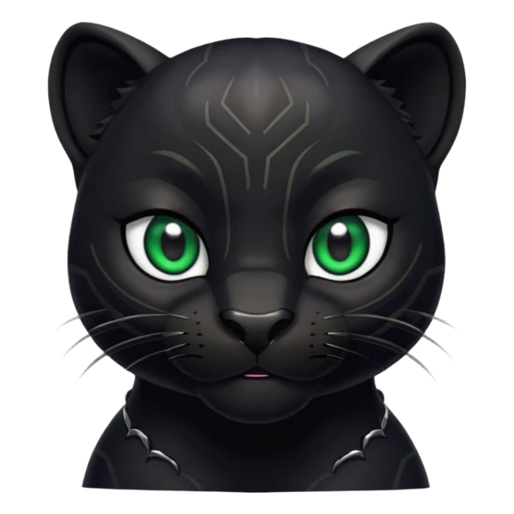 cartoon black panther with a mischievous smirk, exaggerated facial features, clean lines, Twitch emote sticker