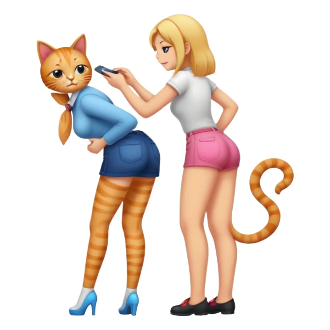 cat spanks girl on ass sticker