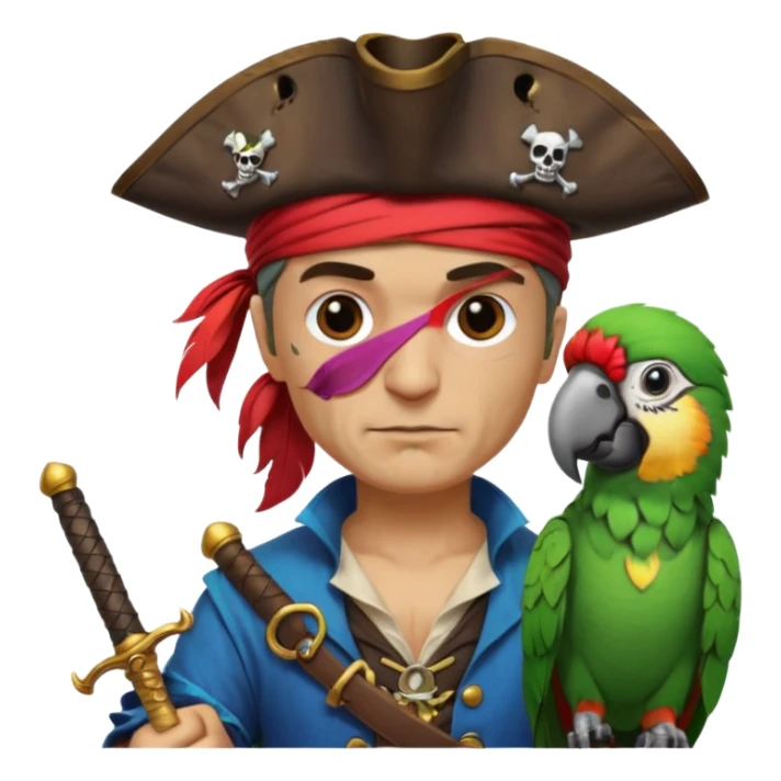 pirate and parrot sticker