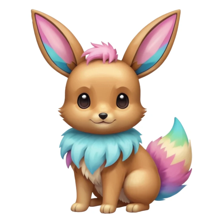 Kawaii Shiny Colorful Pastel Eevee Full Body sticker