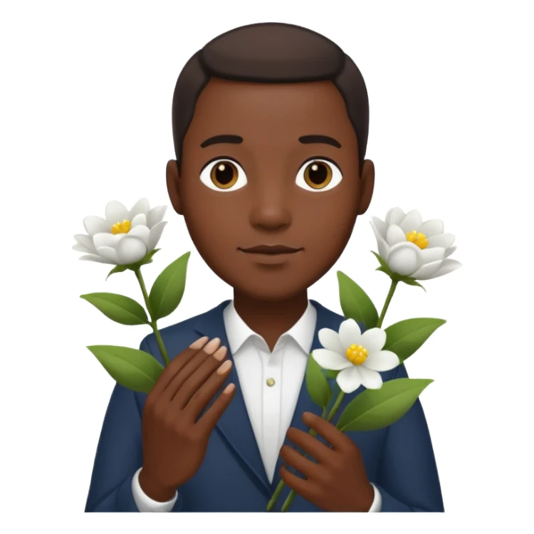 black man holding white flowers in their hands sticker