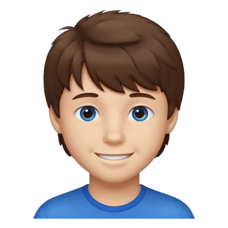 Brown hair with fluffy bangs and blue eyes boy sticker