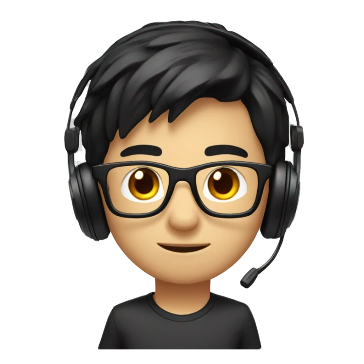 GAMING Boy With black hair, Headset And Glasses sticker