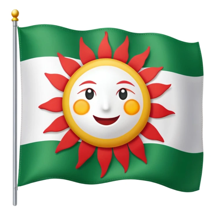 A flag with RED WHITE and GREEN colours, a sun in the middle  sticker