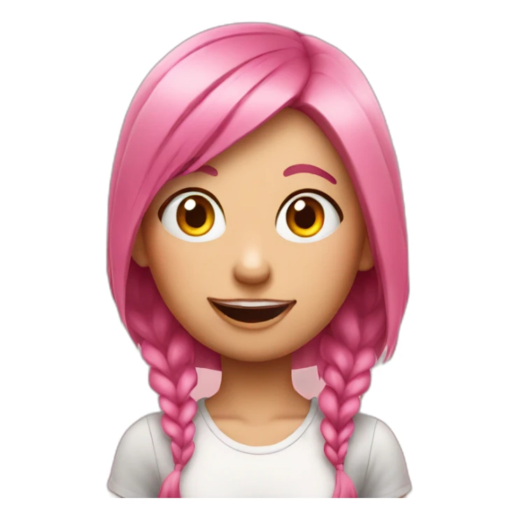 Sneering girl with pink hair shaved on one side sticker