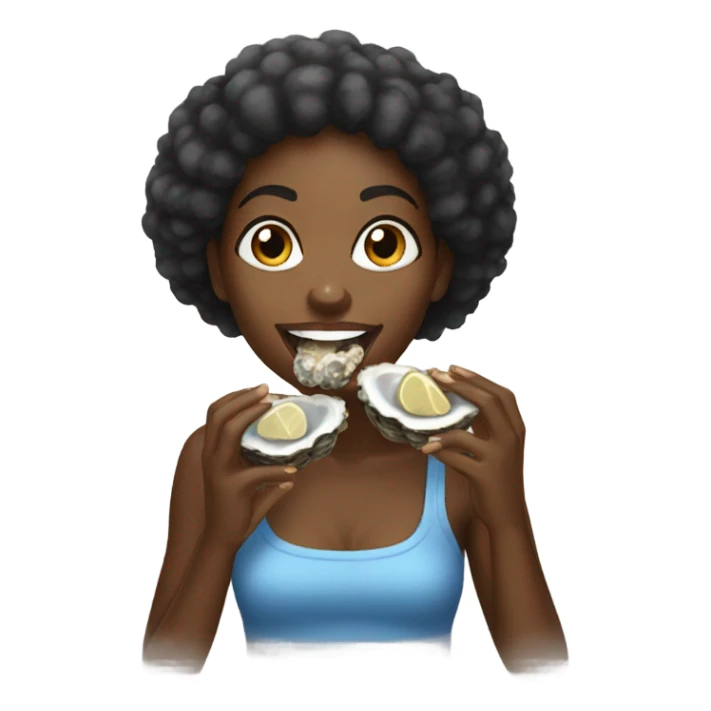 Black girl eating oysters  sticker