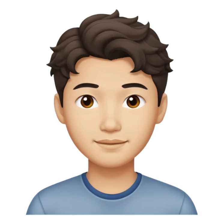 Asian guy wavy hair, demure but with a smirk  sticker
