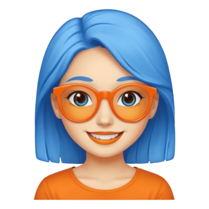 blue skinned orange glassed child girl sticker