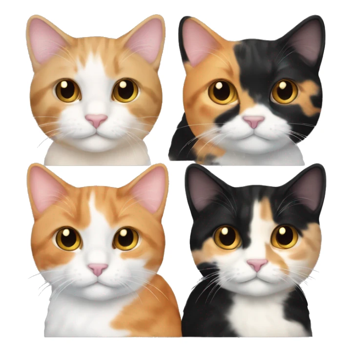 calico cream cat with black calico cat with orange calico cat mixed sticker
