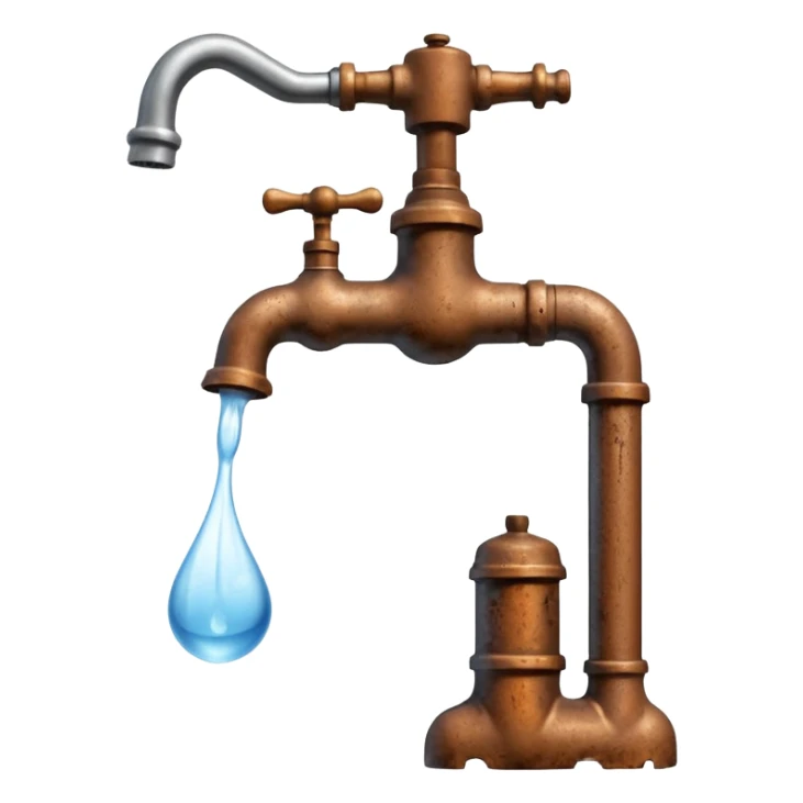 
water pouring from an OLD tap, 1980 sticker