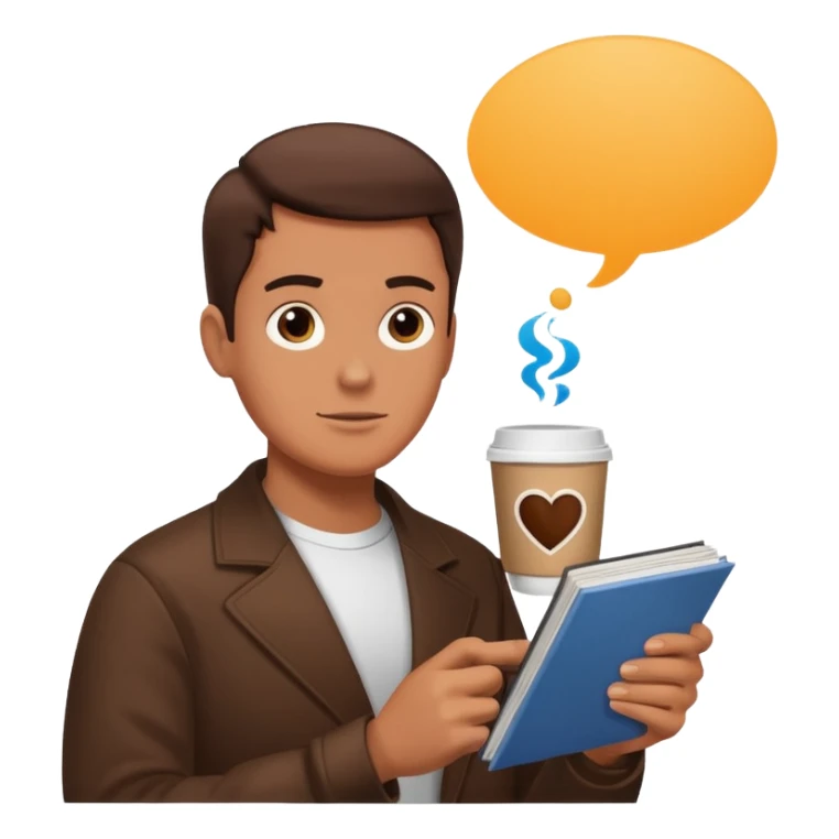 colazione, caffé e un fumetto che fa capire che qualcuno nello sfondo sta parlando sticker