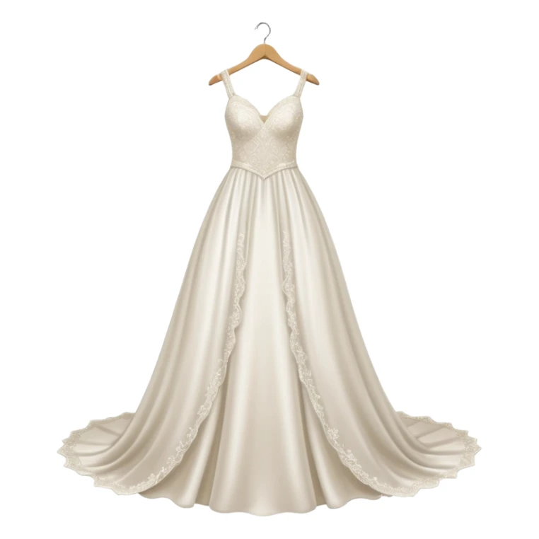 White sparkly wedding dress on a hanger sticker