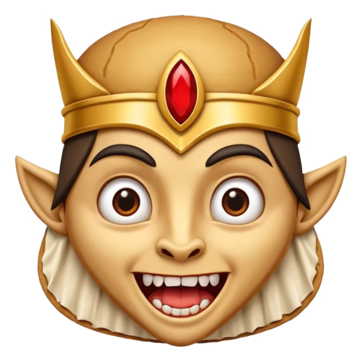 Pancake with cute face wearing a pharaoh headdress and vampire accessories  sticker