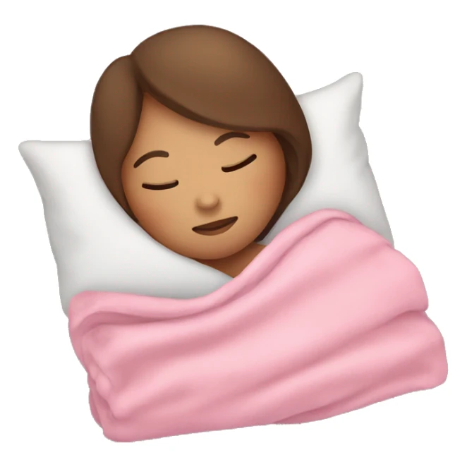 brown hair girl sleeping with pink blanket sticker