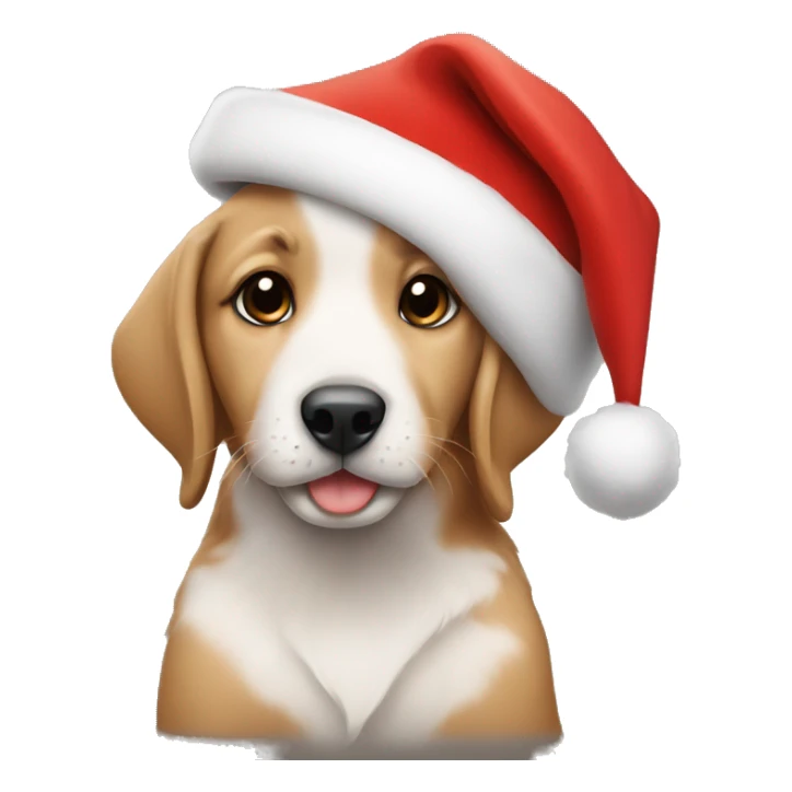 puppy wearing a christmas hat sticker