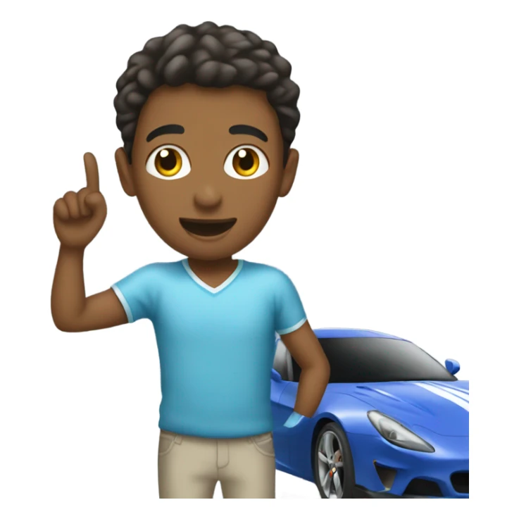 Boy recording sports car sticker