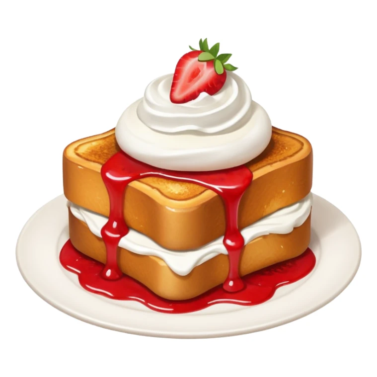 French toast with strawberry on top and whipped cream sticker
