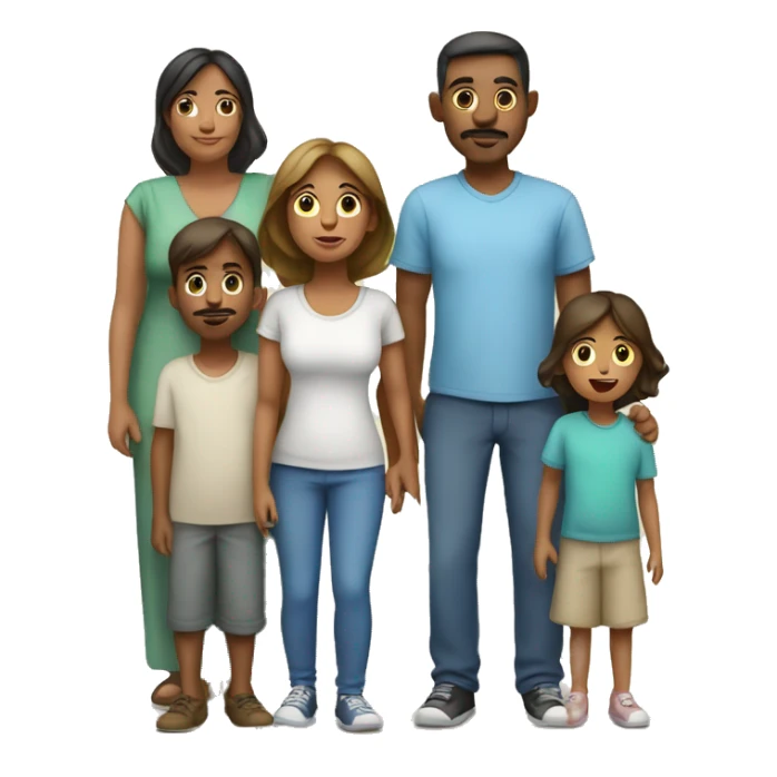 familia de papa, mama y dos niños sticker