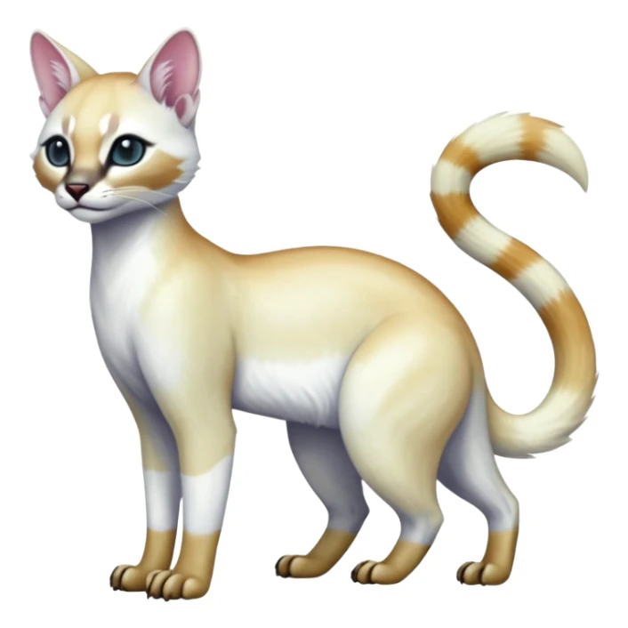 Colorful tropical pearly-albino-white iridescent glorious divine exotic cute cool beautiful shiny beautiful fantasy-caracal-civet-genet-sergal-vernid-Cacomistle-oncilla-animal-Fakémon-hybrid-fursona (full body) sticker