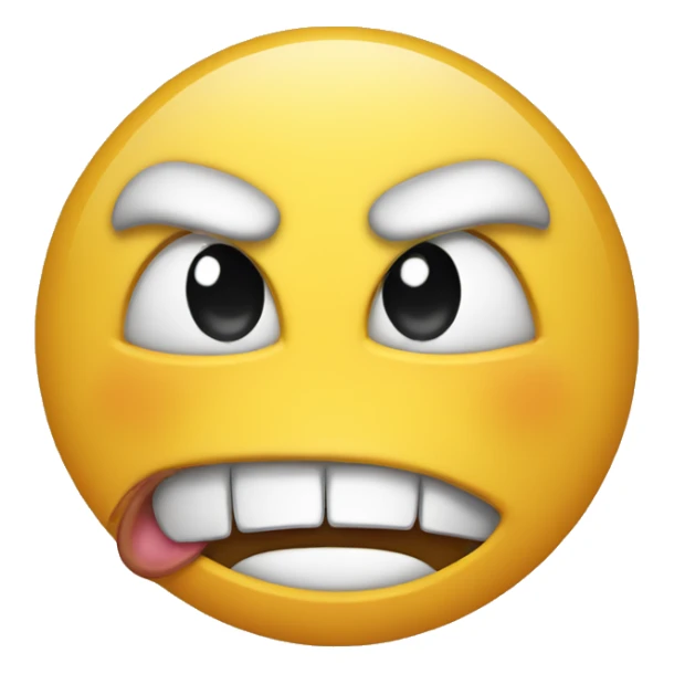 Angry emoji face with smiling mouth  sticker